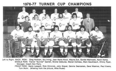 1976-77 Turner Cup champions team photo with players and coaches.